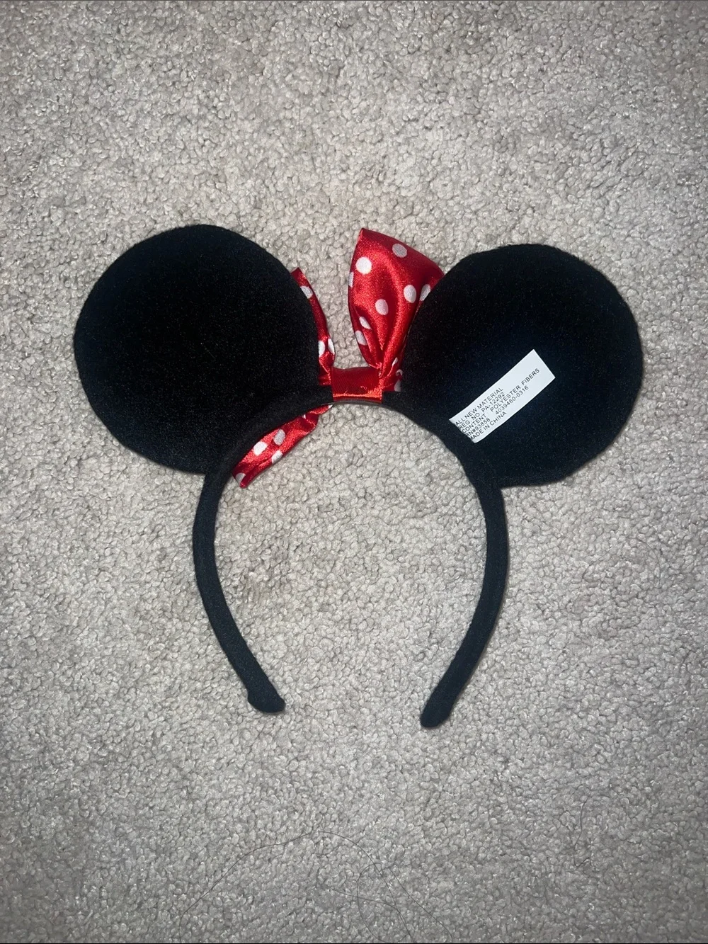 Disney Black Minnie Ears Headband with Red Polka Dot Bow